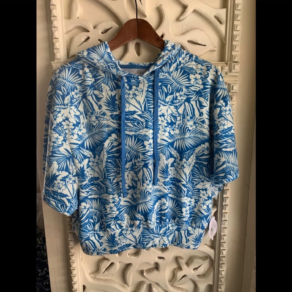 Ivory Ella Andrea Tropical Cropped Hoddi